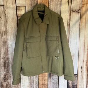 Allsaints Jacket Myers Cotton Military Brown XL Versatile Army Lined Fall Mens
